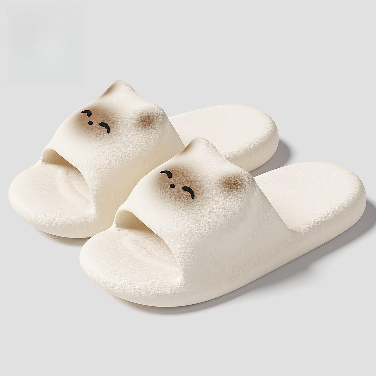 Rutschfeste Badezimmer-Hausschuhe für Damen, Sommer, Niedliches Cartoon-Katzen-Design, Herren-Hauskleidung, Outdoor-Bekleidung, Coole Eltern-Kind-Slipper für Kinder 38-39 weiß