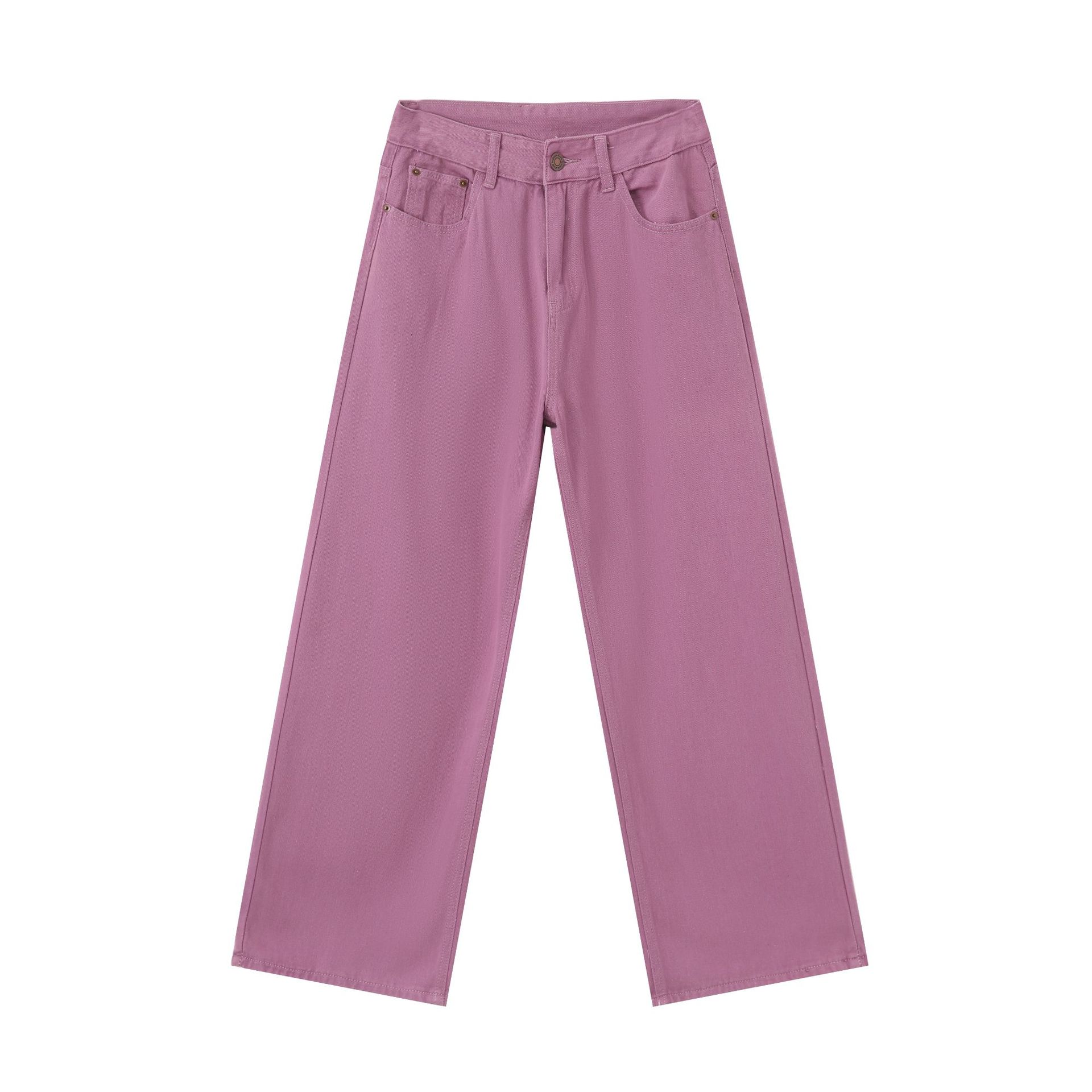 Lange Hosen Gerade Lässig Jeans Herren Einfarbig Locker Fallend Hundert Hosen Gerade Lockere Jeans für Herren Modische und Bequeme Hosen M violett