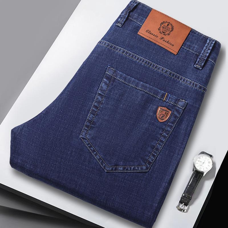 Eis-Seiden-Denim-Hose für Herren Sommer Leichte Lange Hose Neuer Stil Gewaschene Freizeithose Herren Straight-Leg-Hose 33