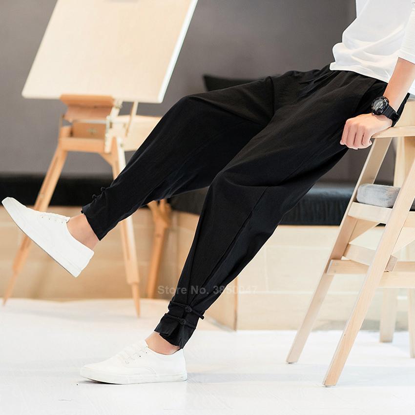 Männer japanischen Stil Hosen Samurai Kostüm Vintage männliche Hosen Vintage Harem Hosen Plus Größe Kimono Yukata Streetwear M schwarz