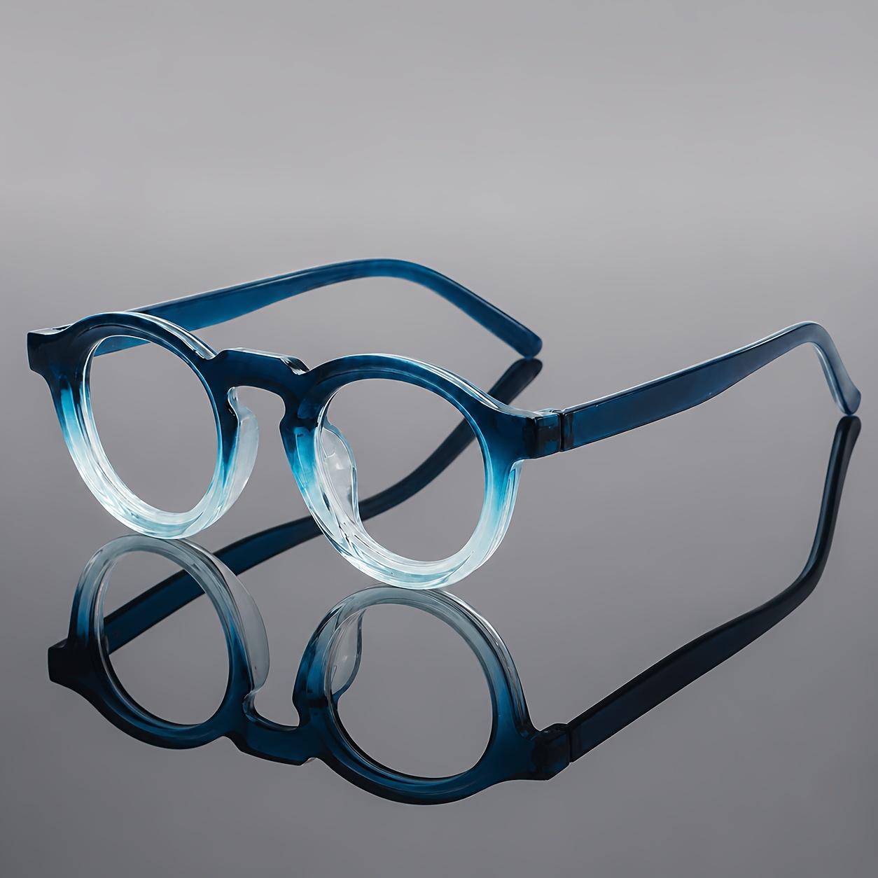 Retro Komfort Herren Kleine Runde Brille Trendig Einfach Damen Elegante Leichte Brille Beliebte Tragbare Lässige Brille blau/weiß