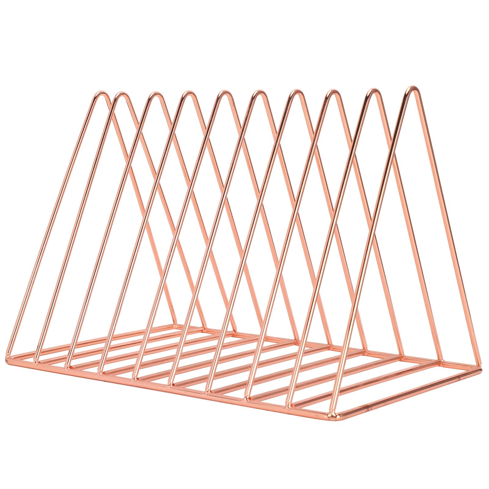 Dreieckiges Bücherregal Metall Roségold Schreibtisch Bücher Akten Ablageregal Desktop Bücherregal