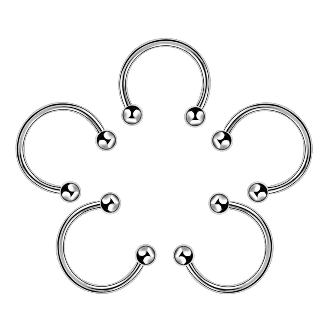 Mode Lippe Labret Ring Ohrstecker Nahtlose Piercings Chirurgenstahl Titan Stahl Tragus Knorpel Sexy Körperschmuck Septum Nase Hoop Temperament 1.2*6+3mm #Ball 03 silber