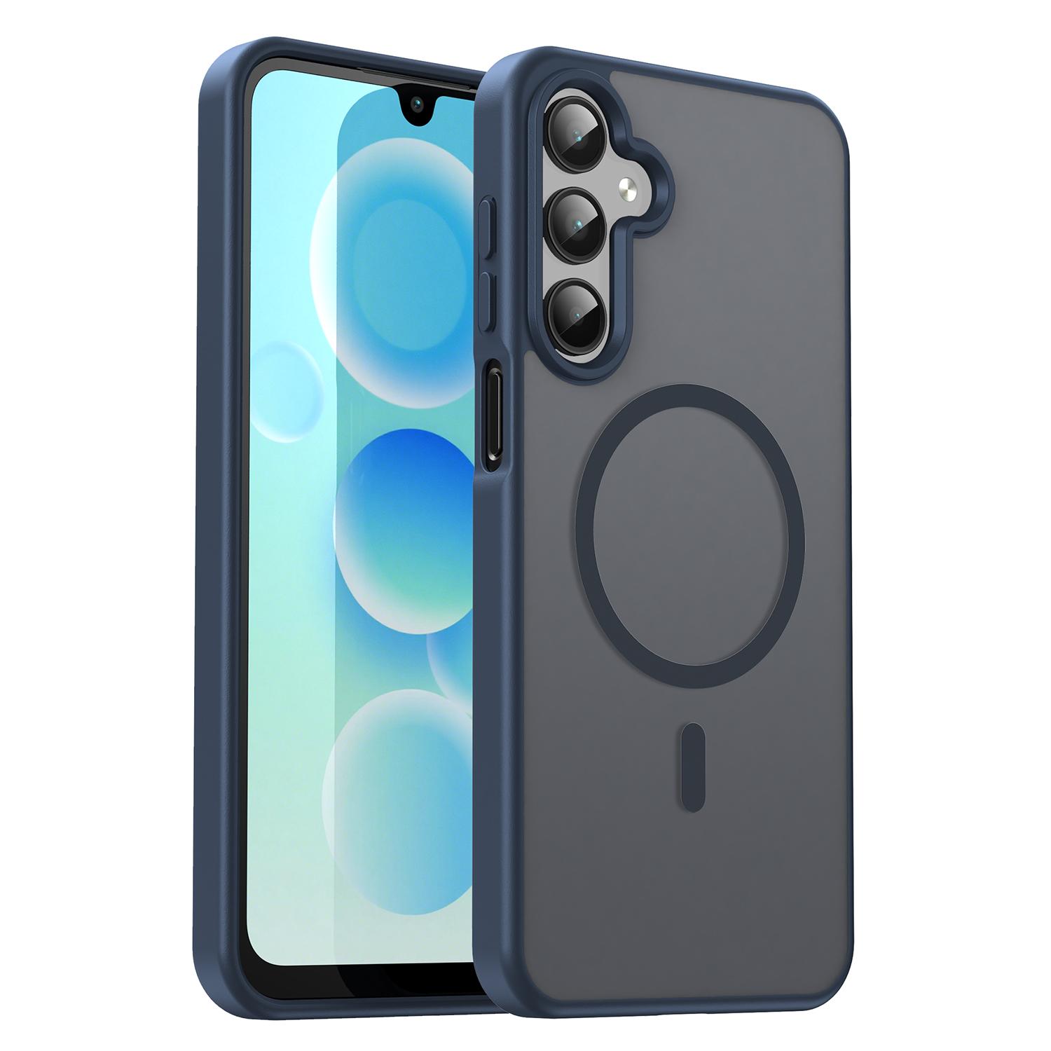 Samsung Galaxy A55 Handyhülle, Magnetische stoßfeste matte Handyhülle für Samsung Galaxy A55 blau