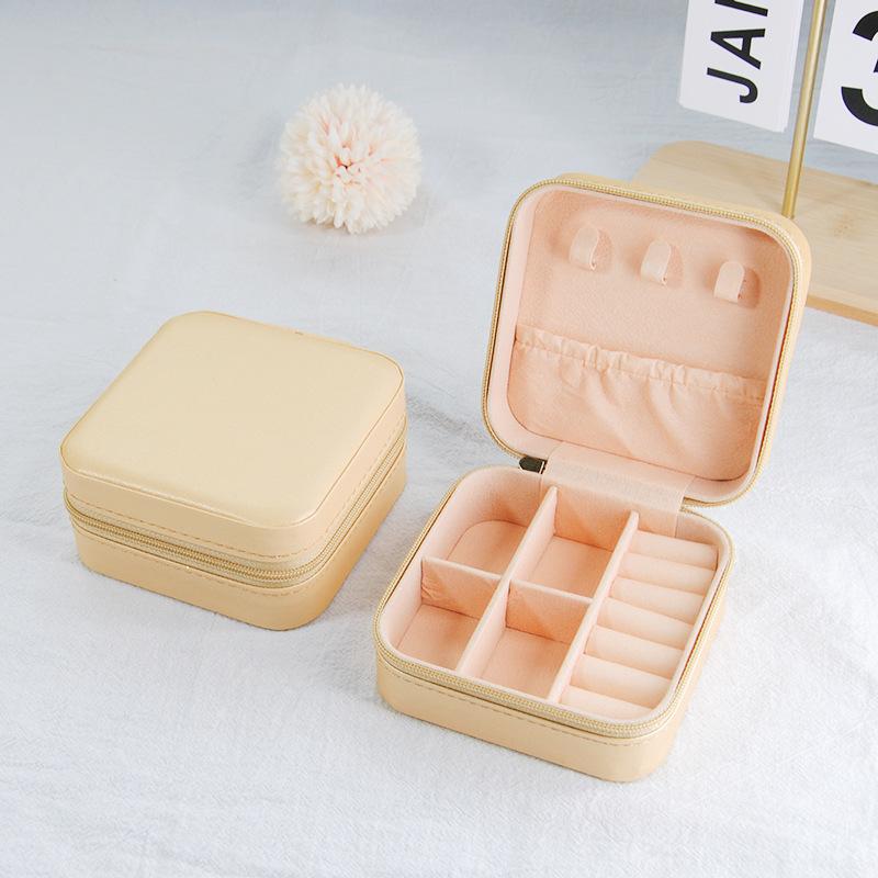 Schmuck Organizer Display Reise PU Schmuck Etui Box Reise Tragbare Schmuck Box Lagerung Organizer Ohrring Halter Geschenk 10X10X5CM gold