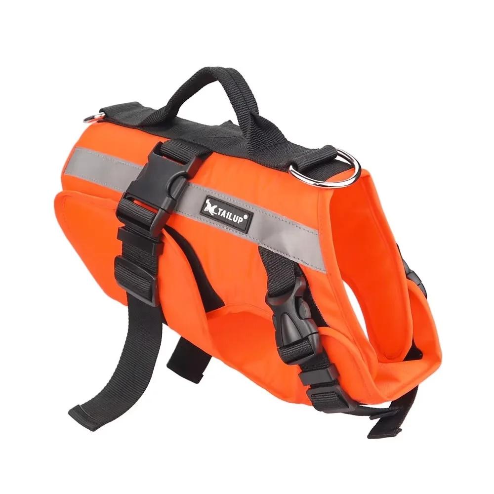 S-XXL Hund Schwimmweste Sicherheitskleidung Schwimmweste Badebekleidung Für Hund Husky Französische Bulldogge Hundekleidung Reflektierend (Orange,S) orange