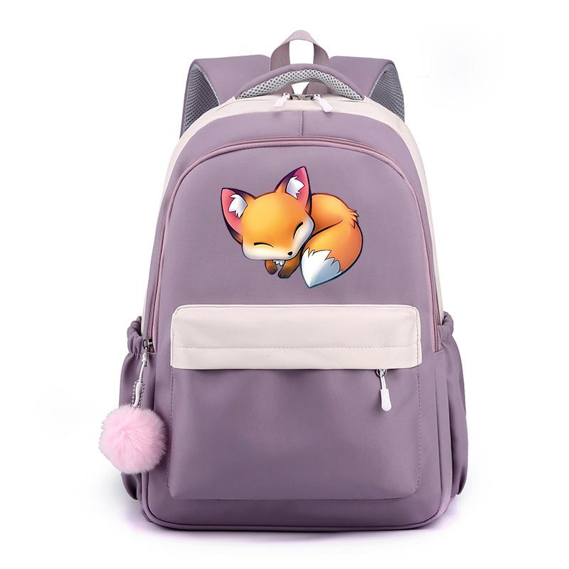 Niedlicher Cartoon Fuchs Rucksack Neue Mode Lässig Hochwertiger Rucksack Niedlicher Fuchs Rucksack Schule Schultasche Cartoon Schultasche violett