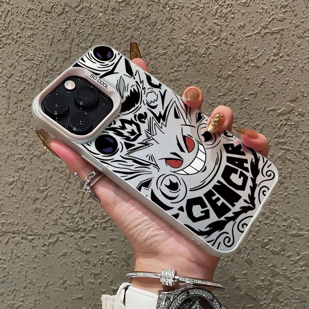Anime Gengar Handyhülle für iPhone 16 15 14 Plus 13 12 11 Pro Max X Xs XR 8 7 Matt Bunt Silber Hartschale For 7 Plus or 8 Plus
