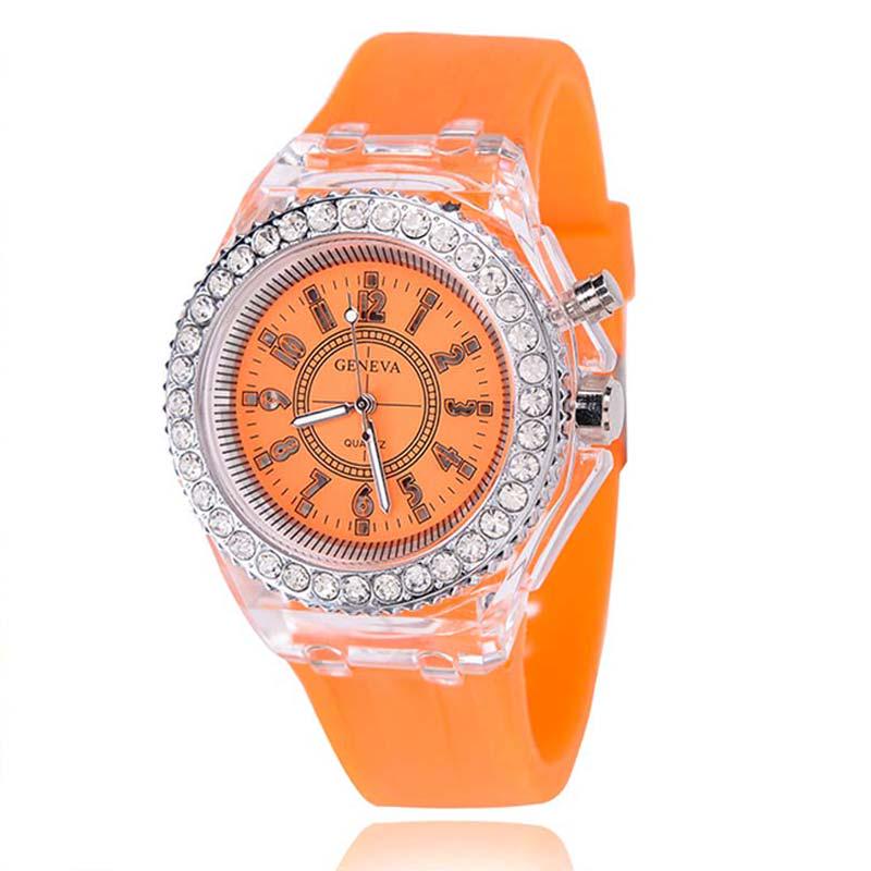 Neue Quarzuhr Armbanduhr Frauen Uhr Wasserdichte Uhr Mode Uhr Uhr Sport Uhr Kristall Uhr orange