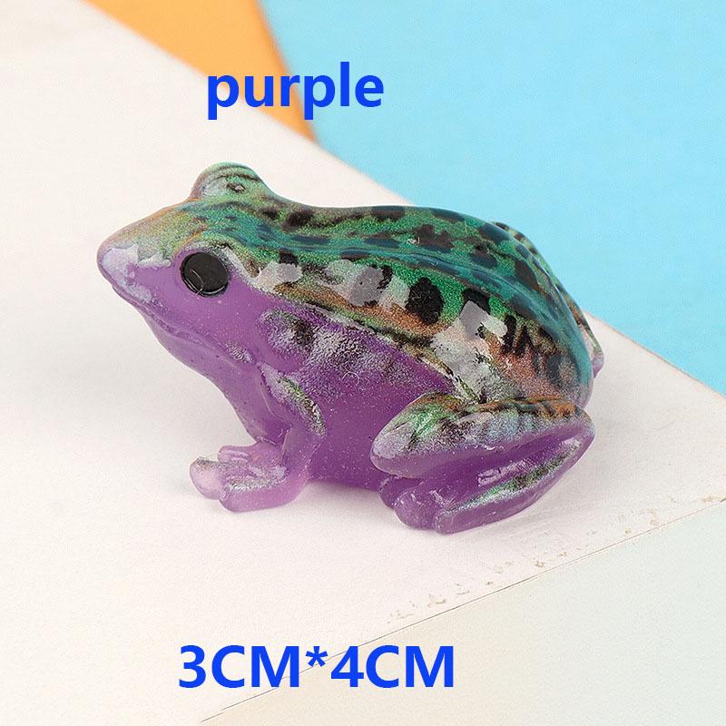 Neuankömmling Miniatur Frosch Figur Mikrolandschaft Gartendekoration Beleuchtetes Dekorationselement Heim Desktop Schmuckstück Aquarium Dekoration 4cm X 3cm violett