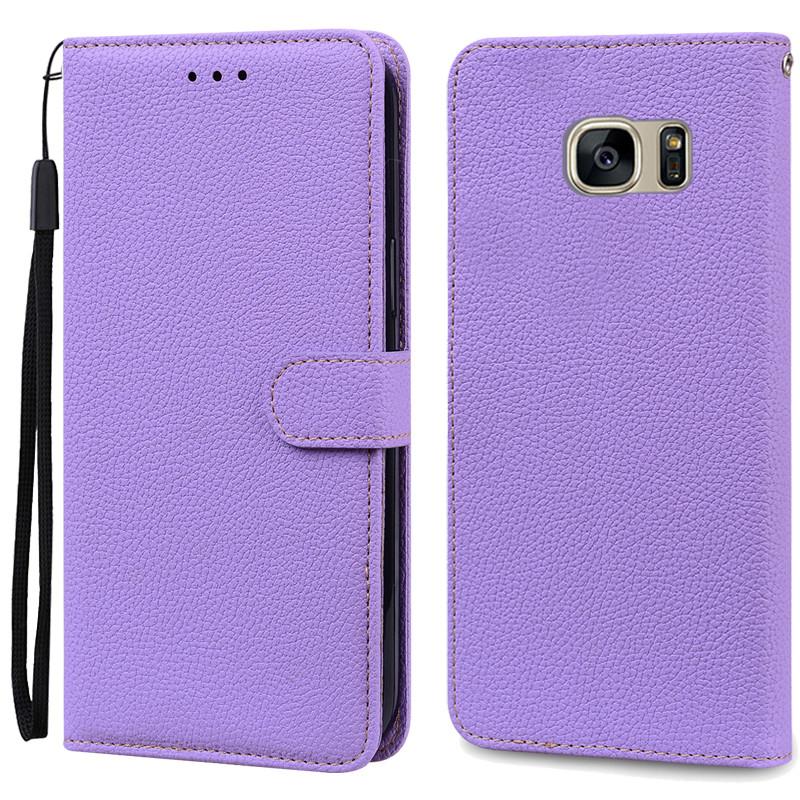 S7Edge Fall Für Samsung Galaxy S7 Fall Leder Brieftasche Auf Für Samsung S7 Rand Fall Weiche Flip-Cover Für Samsung s7 S 7 Rand Fundas For Samsung S7 Edge licht lila