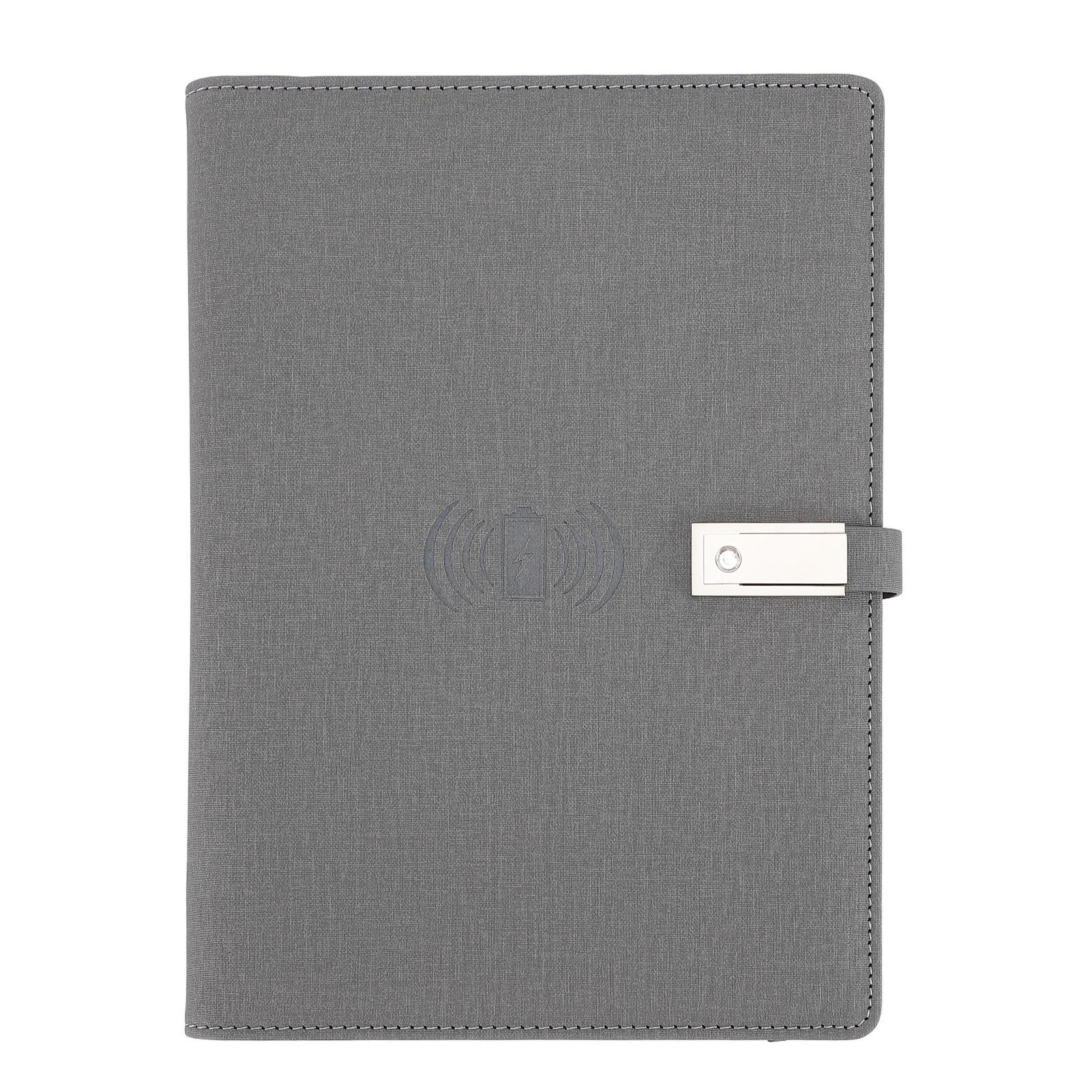160 Seiten kabelloses Lade-Notebook Smart Notebook 8000 mAh Mobile Power Notebook mit USB-Flash grau