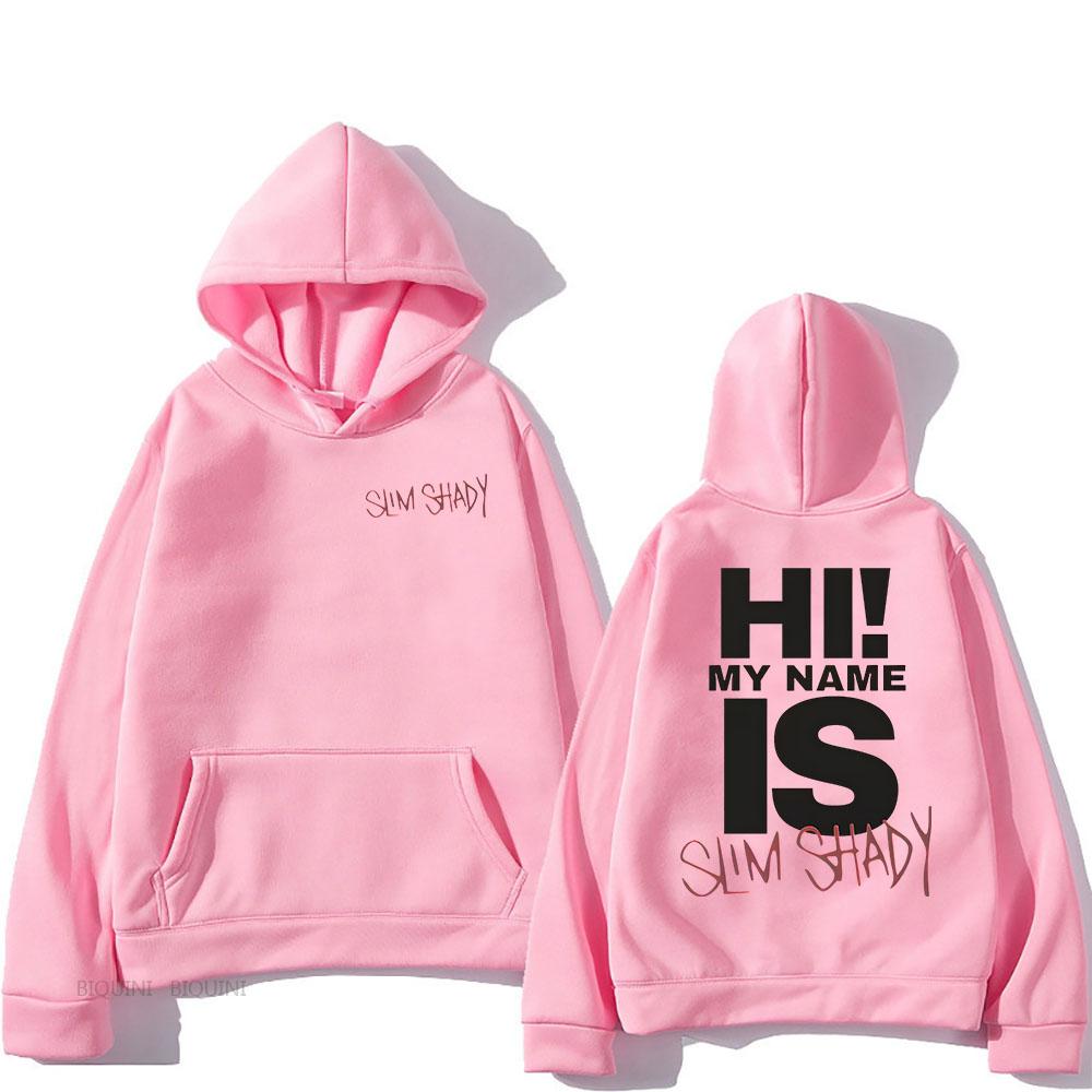 Eminem Slim Shady Hoodies Sudaderas Con Capucha Langarm Männer Frauen Sweatshirts mit Kapuze Sudaderas Fleece Unisex Pullover M rosa