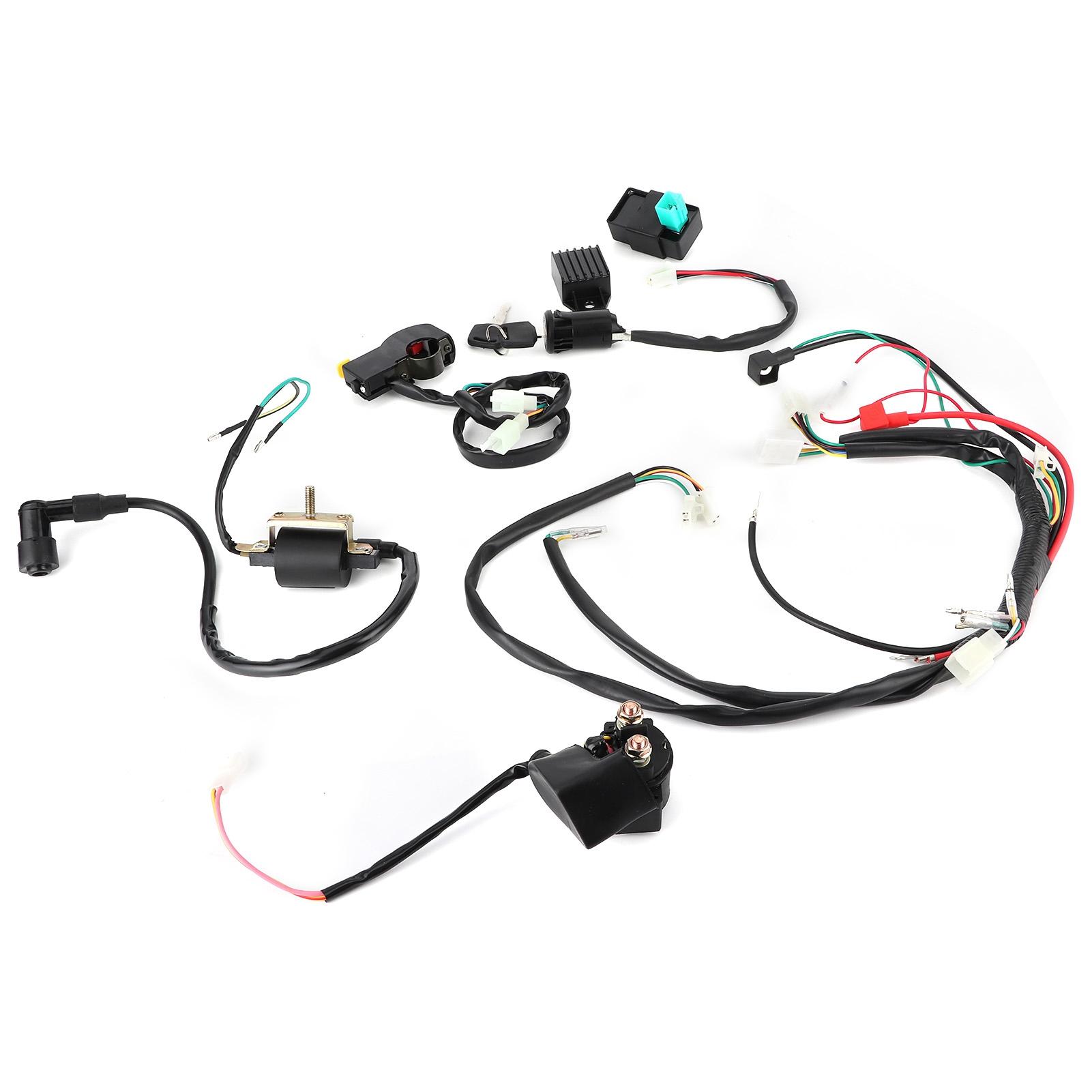 Elektrischer Motorstarter-Kabelbaum-Kit Passend für 50ccm 110ccm 125ccm PIT Quad Dirt Bike ATV weiß