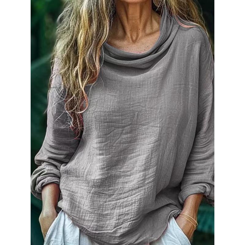 YYFS Damenmode, lässig, Frühling und Herbst, einfarbig, bedruckt, langärmelig, Blusen und Hemden XXXL graue