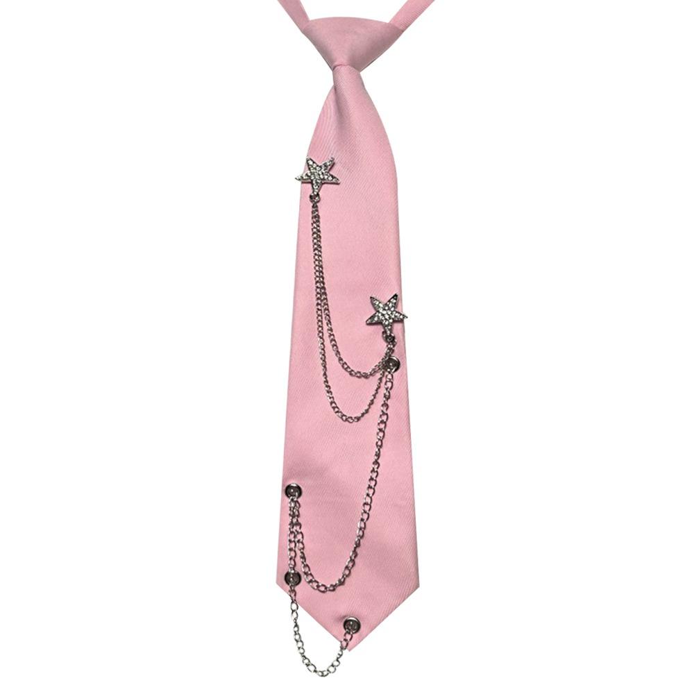 Punk JK Krawatte Japanische Fliege Mode Sternenkette Krawatte Schuluniform rosa