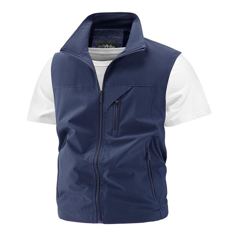 Herren-Sommerweste für Outdoor-Fotografie und Angeln – atmungsaktive Arbeitskleidung mit mehreren Taschen für Männer mittleren Alters und junge Männer 3XL dunkelblaue