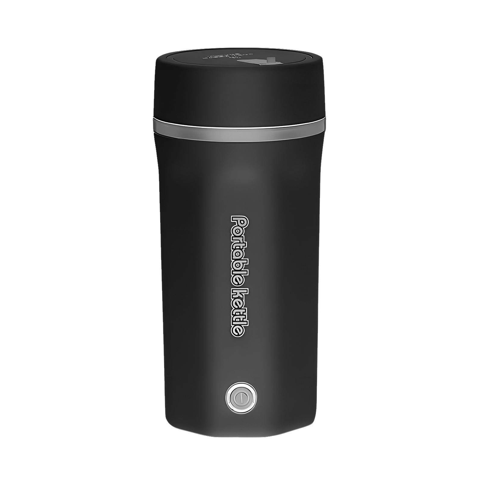 Tragbarer Reise-Wasserkocher, 500 ml, tragbarer Wasserkocher aus Edelstahl zum Kochen von Wasser EU Plug schwarz