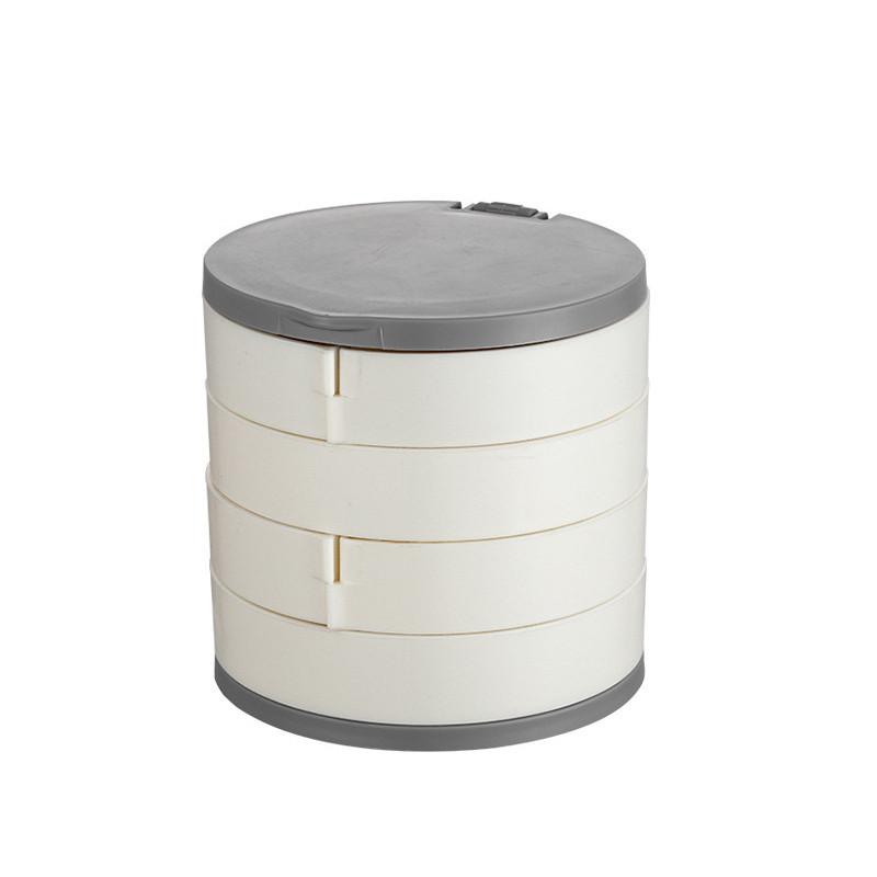 Rotierende mehrschichtige Schmuckschatulle, Aufbewahrungsbox für Ohrringe, Armband, Ohrringe, Halskette, Schmuckständer, staubdichte Box weiß