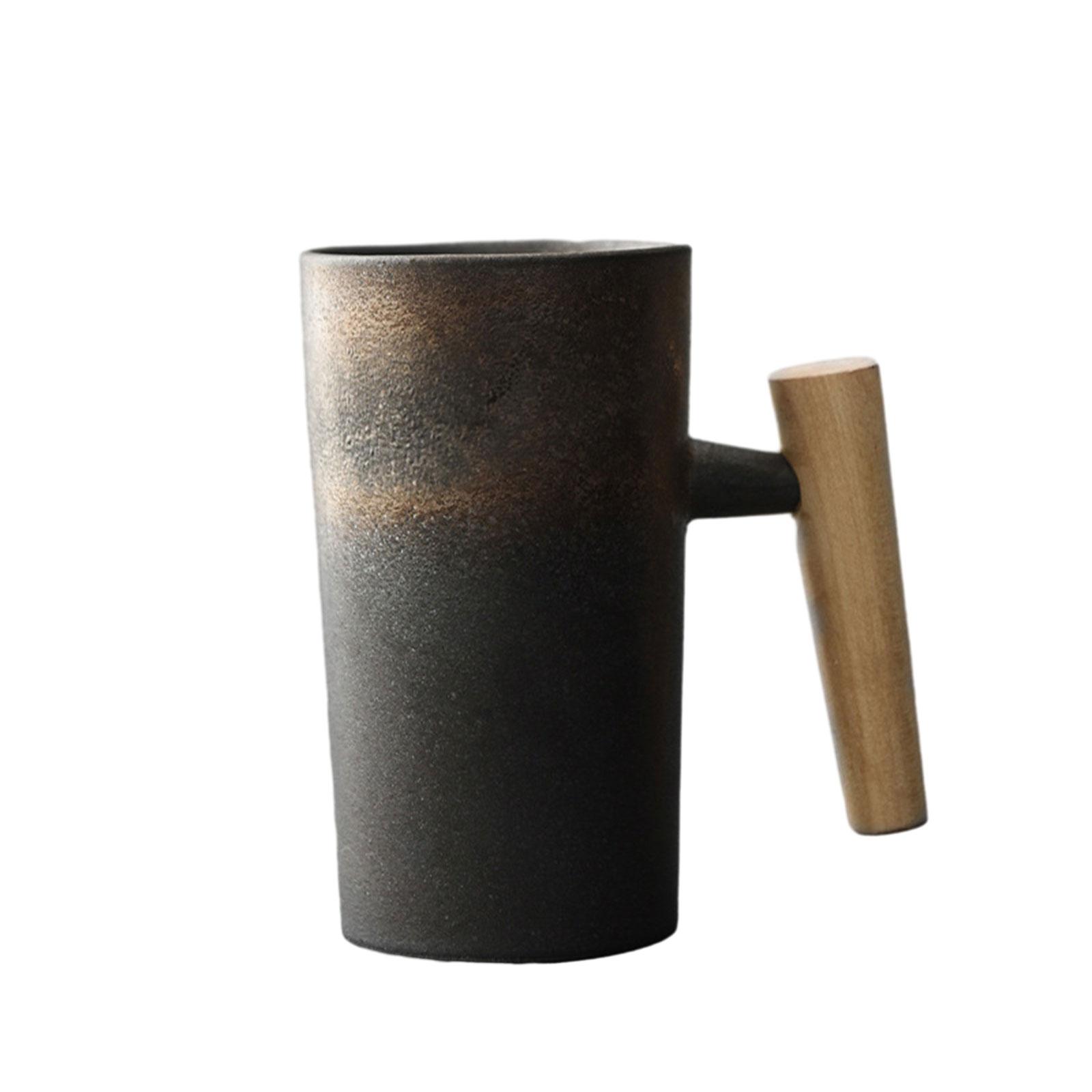 Japanische Handgefertigte Kaffeetasse Vintage Teetasse mit Holzgriff Becher Persönlichkeit Paar Haushalt Wasserbecher Steinzeug Geschenk 4