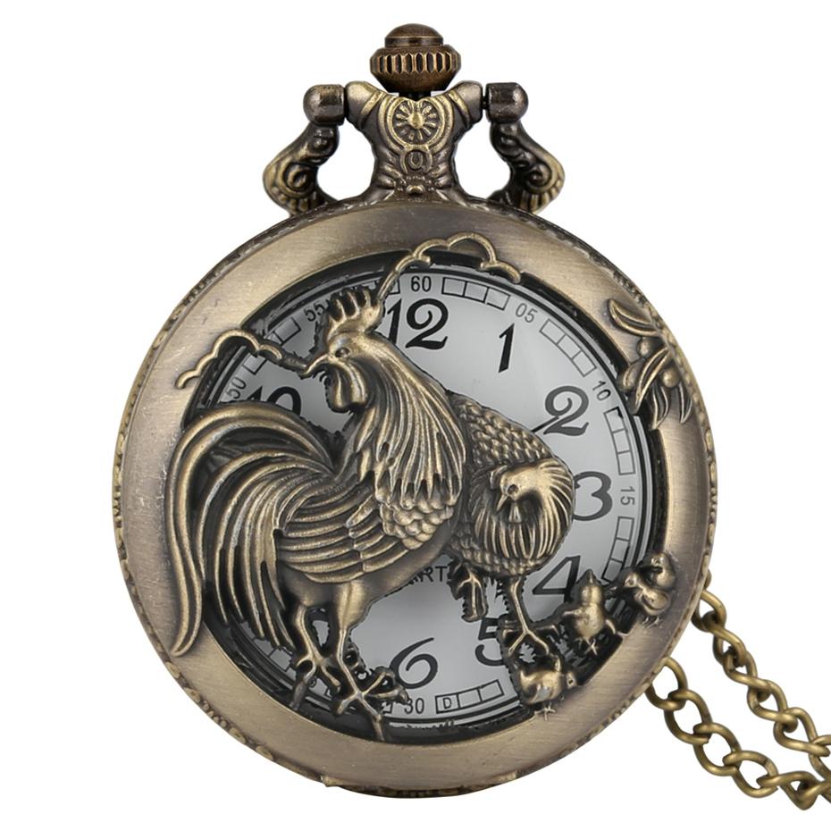 Taschenuhr im Vintage-Stil mit chinesischem Sternzeichen, Quarz-Taschenuhr mit Halskettenanhänger, Geschenk zum Sammeln, Geschenke für Männer und Frauen