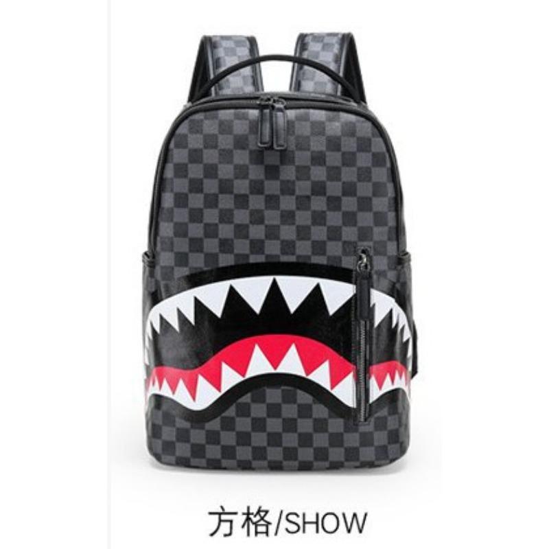 Haifisch Rucksack Graffiti Stil Lässig Street Trend Rucksack Skateboard Rucksack Druck tongma black
