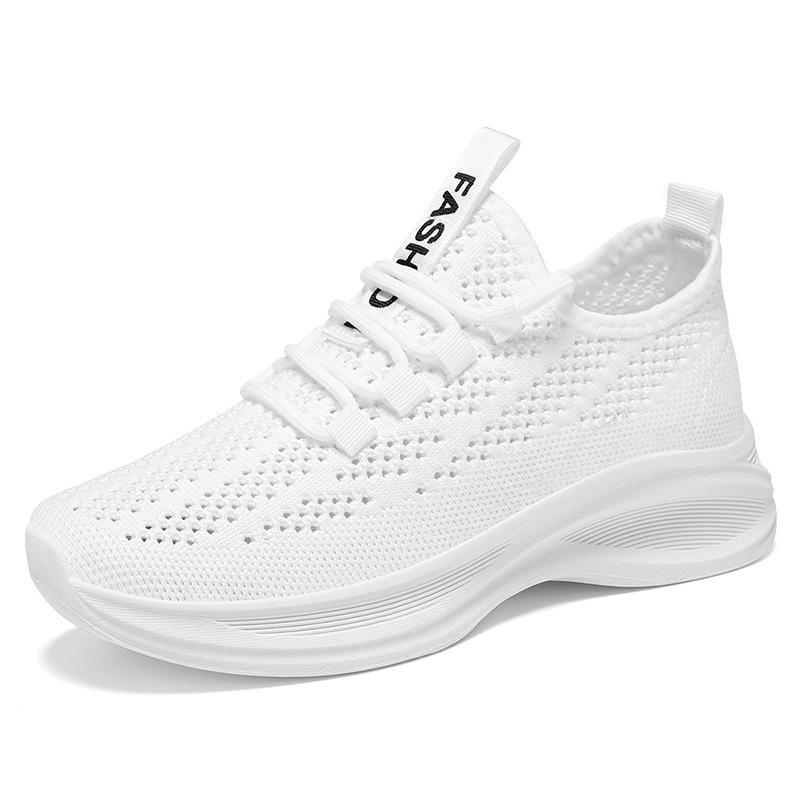 Lässige Sneaker für Damen, rutschfest, atmungsaktiv, gestrickt, Wanderschuhe, leichte Laufschuhe zum Schnüren für Damen, bequeme Tennis-Sneaker 39