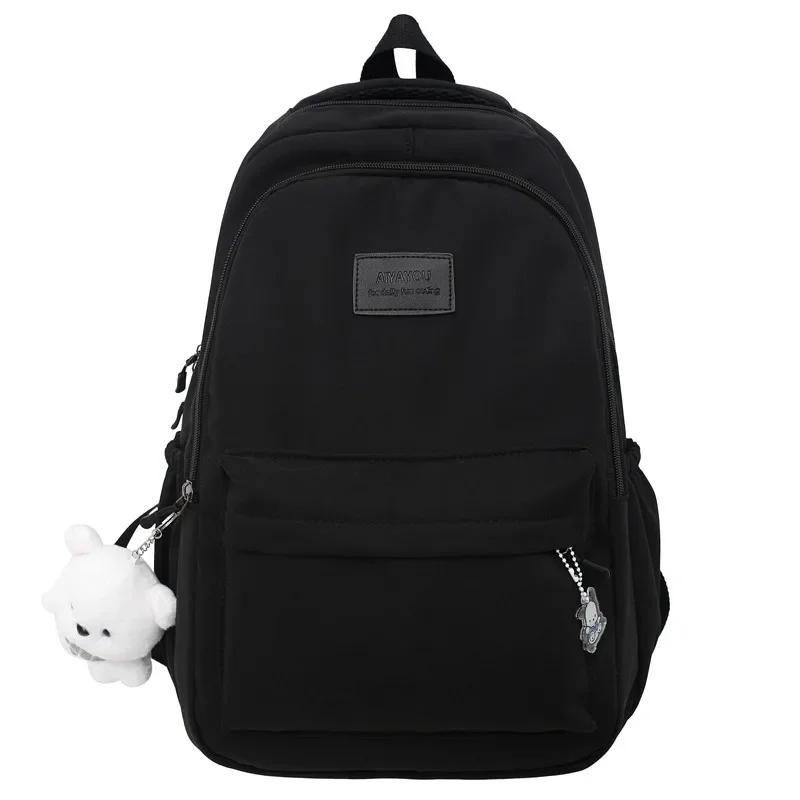 Rucksack für Mittelschüler Wasserdichte Schultaschen für Mädchen Laptop Bücher Schreibwaren Große Organizer-Taschen schwarz
