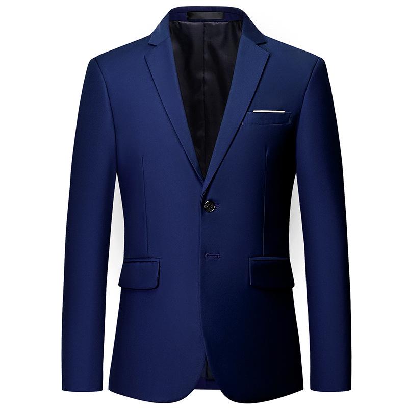 Business-Anzug, Hochzeitskleid, einfarbig, Zwei-Knopf-Anzug, Herren-Blazer M navy blau
