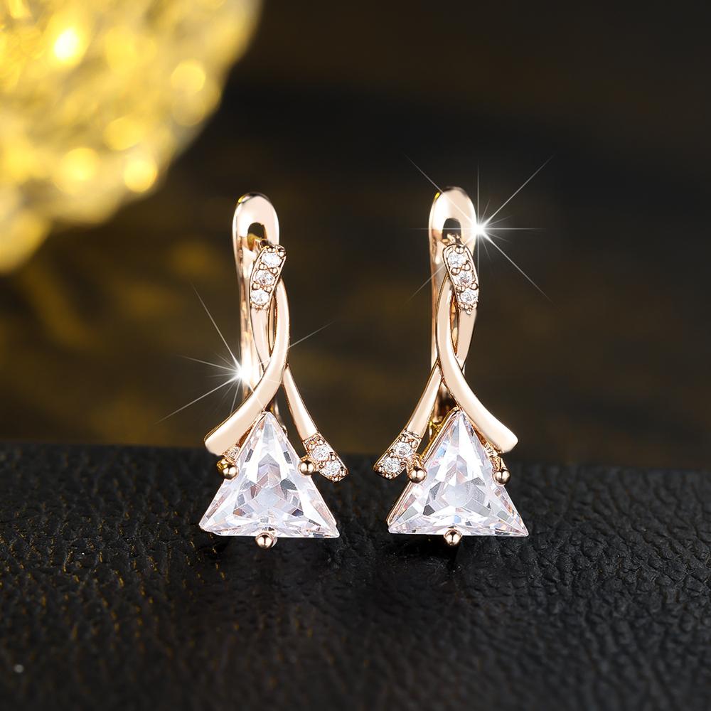 Geometrische Dreieck Aqua Blau Zirkon Ohrringe Mode Gold Farbe Hochzeit Party Ohrringe Schmuck Geschenke weiß/gold