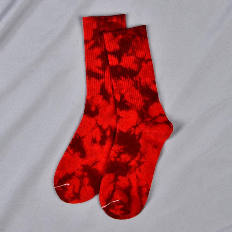 Unisex Batik High-Top Socken: Herbst/Winter Skateboard-Stil, Modische lange Socken für Paare One Size dunkelrote