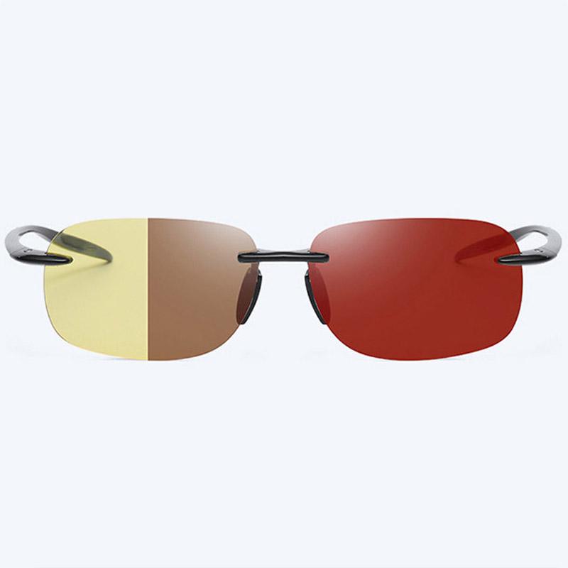nicht polarisierte Klassische Sportliche Randlose Sonnenbrille Ultraleicht Verfärbung Herren Rechteckige Angel-Sonnenbrille Damen Autofahren Golf Sonnenbrille clear yellow to burgundy