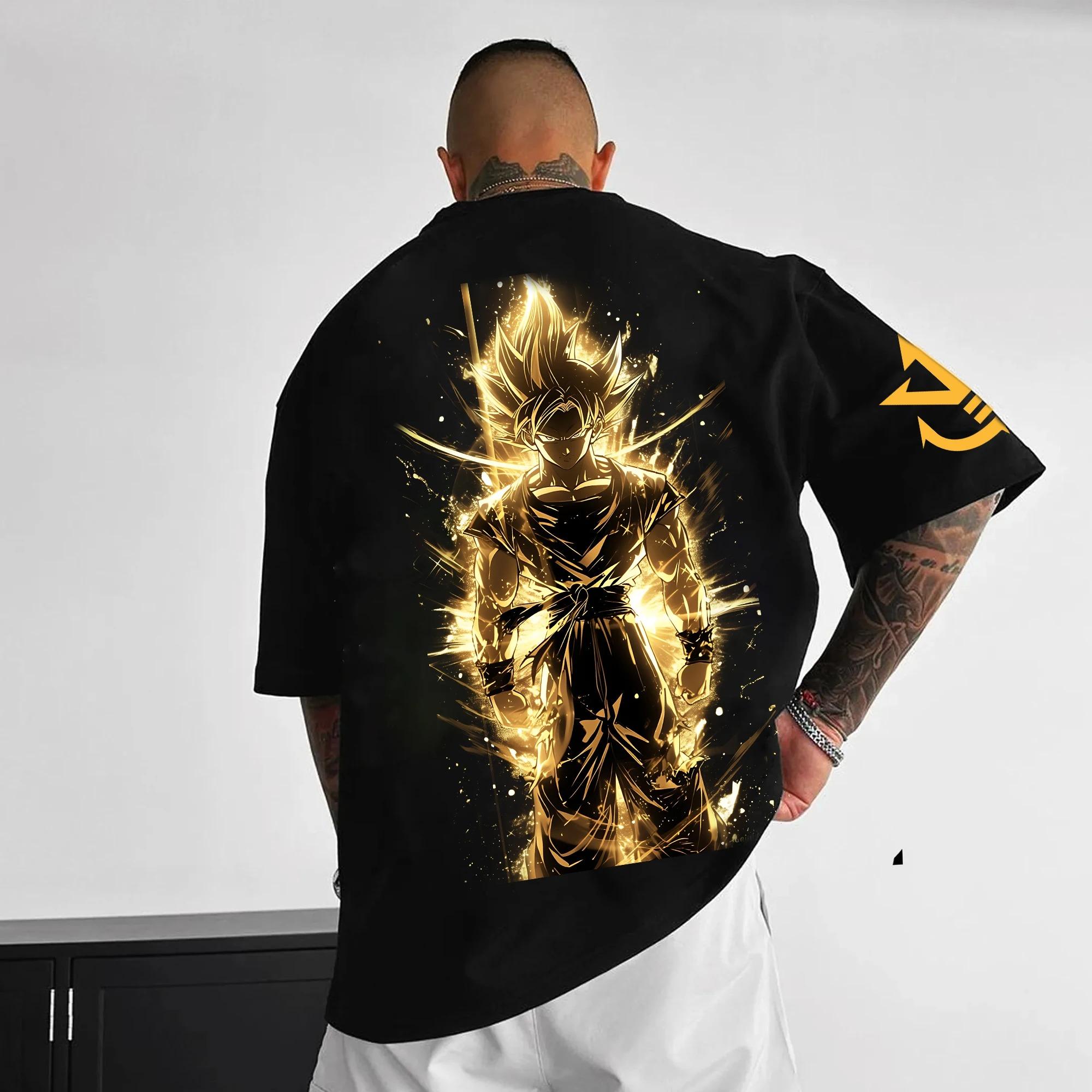 Dragon Ball Super Offizielles Merch 2026 - Übergroßes Y2K Anime T-Shirt Baumwollkomfort für Gaming & Tägliche Outfits Hip Hop Streetwear Übergroßes T-Shirt M beige