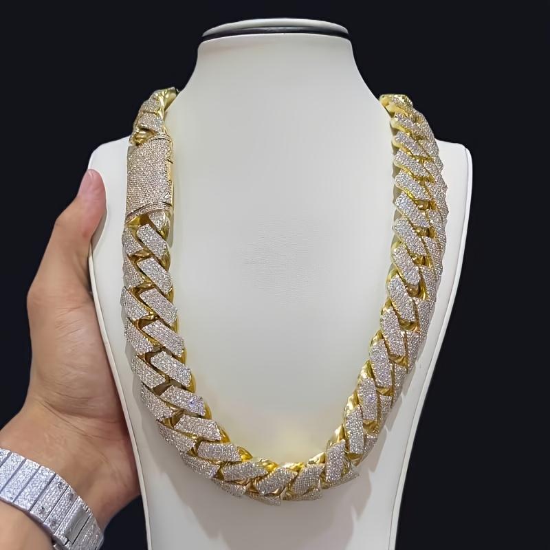15mm Hip Hop Zirkonia CZ Iced Out Blasen Cuban Link Kette Halskette Für Herrenschmuck Geburtstagsgeschenk 50cm goldgelb