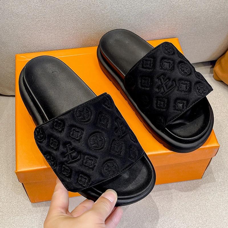 Damen Magic Sticker Flache Hausschuhe 2024 Sommer Neu Designer für Frauen Elegant Zuhause Flache Hausschuhe Outdoor Sandalen und Hausschuhe 37 schwarz