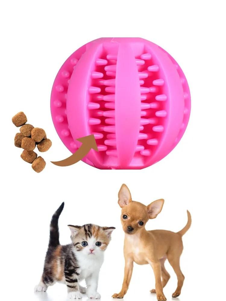 Stechen Ball Wassermelone Bälle Teddy Welpen Dekompression Elastische Gummi Ball Haustier Zähne Reinigung Zähne Knirschen Leckage Ball Hundespielzeug One Size rosa