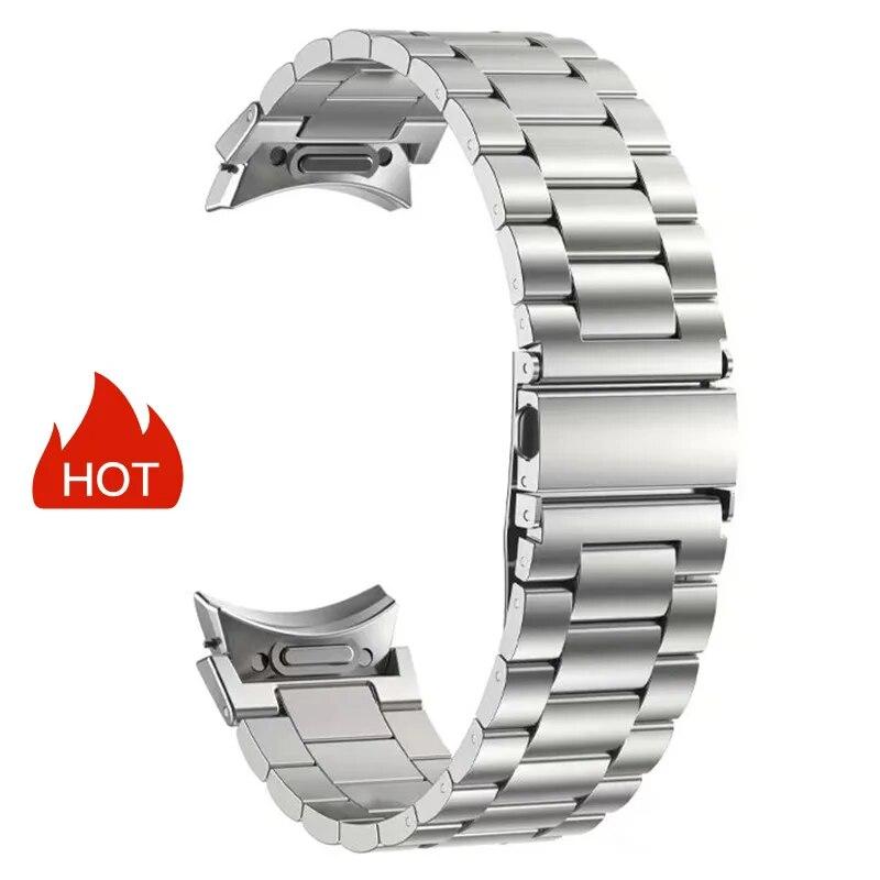 Metallarmband für Samsung Galaxy Watch 6 5 4 40 mm 44 mm Armband One-Click-Befestigung für Galaxy Watch 6 Classic 43 mm 47 mm Band Watch 6 Classic 43mm silber