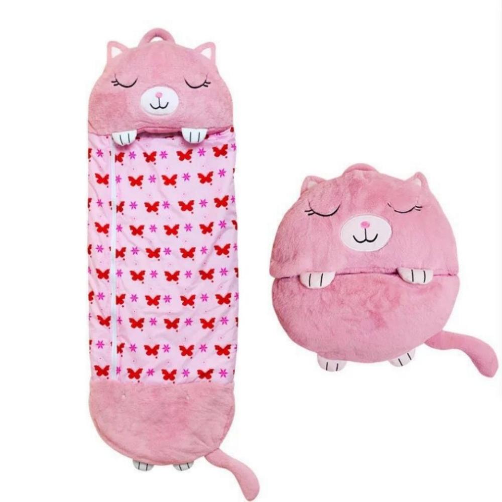 Cartoon Kinder Schlafsack Tier Wurfkissen Schlafsack Falten Anti-Kick Quilt Kinder Geburtstagsgeschenk 180x70CM rosa