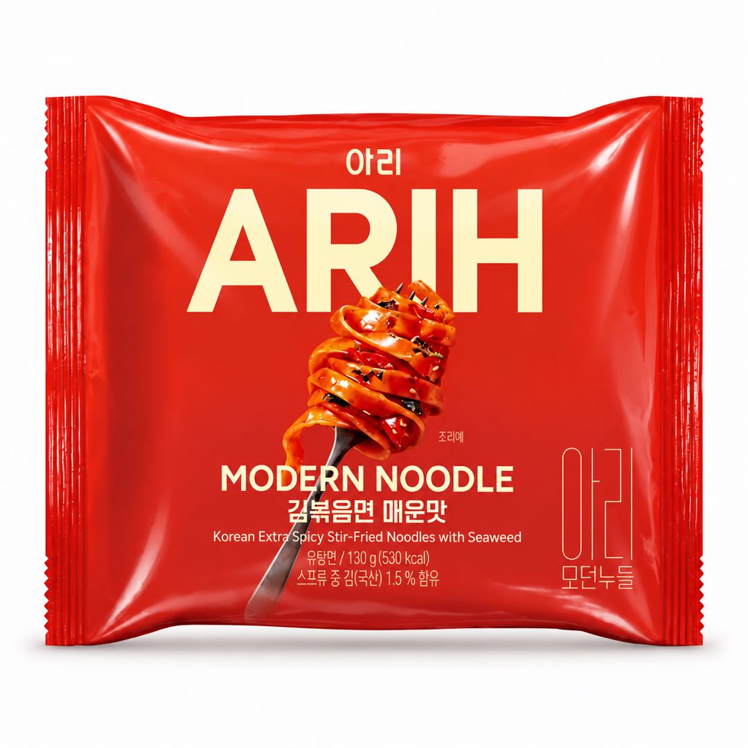 BTS Kollaboration PALDO ARIH Moderne Nudeln Gebratene Nudeln Scharfer Seetang Geschmack 130g #Spicy Seaweed Flavor*1bag red