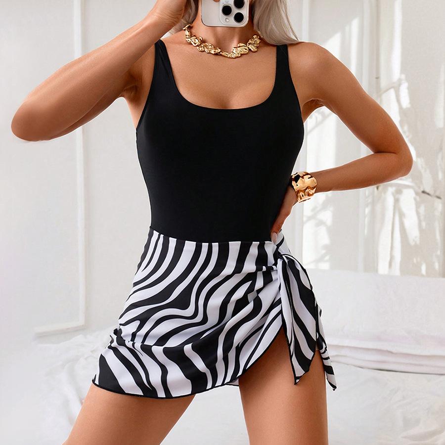 Damen Sexy Slim Rock Badeanzug Bedruckt Europäischer und Amerikanischer Einteiliger Badeanzug Bikini XL zebra-druck