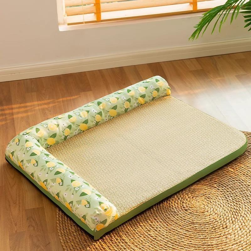 Sommer Kühl Abnehmbare Ecke Hundehütte Vier Jahreszeiten Matte Hundebett Rattanmatte Hundesofa Katzenbett Katzenstreu Haustier Katzenmatte S 45*35