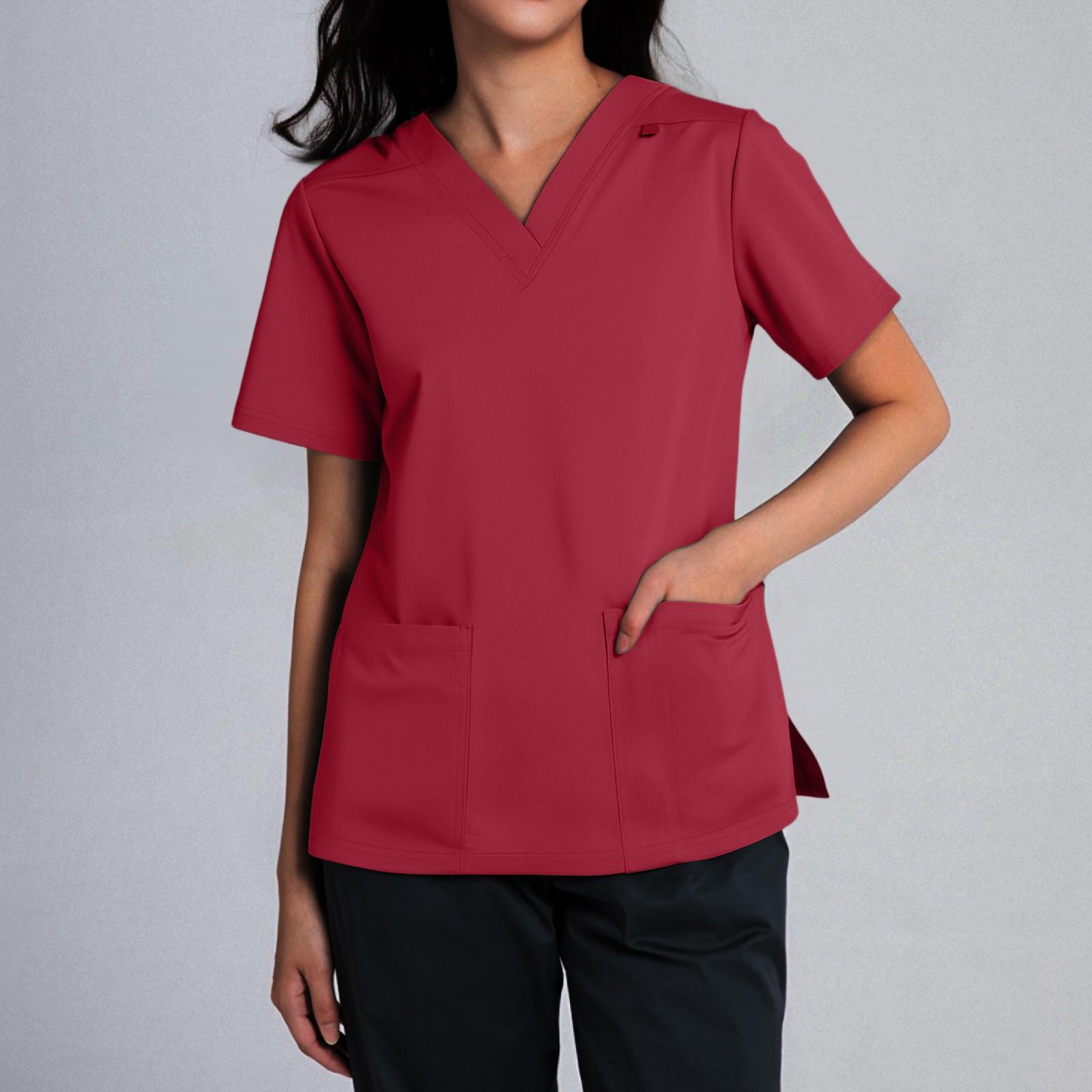 Damen V-Ausschnitt Kasack Kurzarm Uniformen & Kasacks Bequeme Kasacks Damen Klassische Passform für medizinisches Fachpersonal L