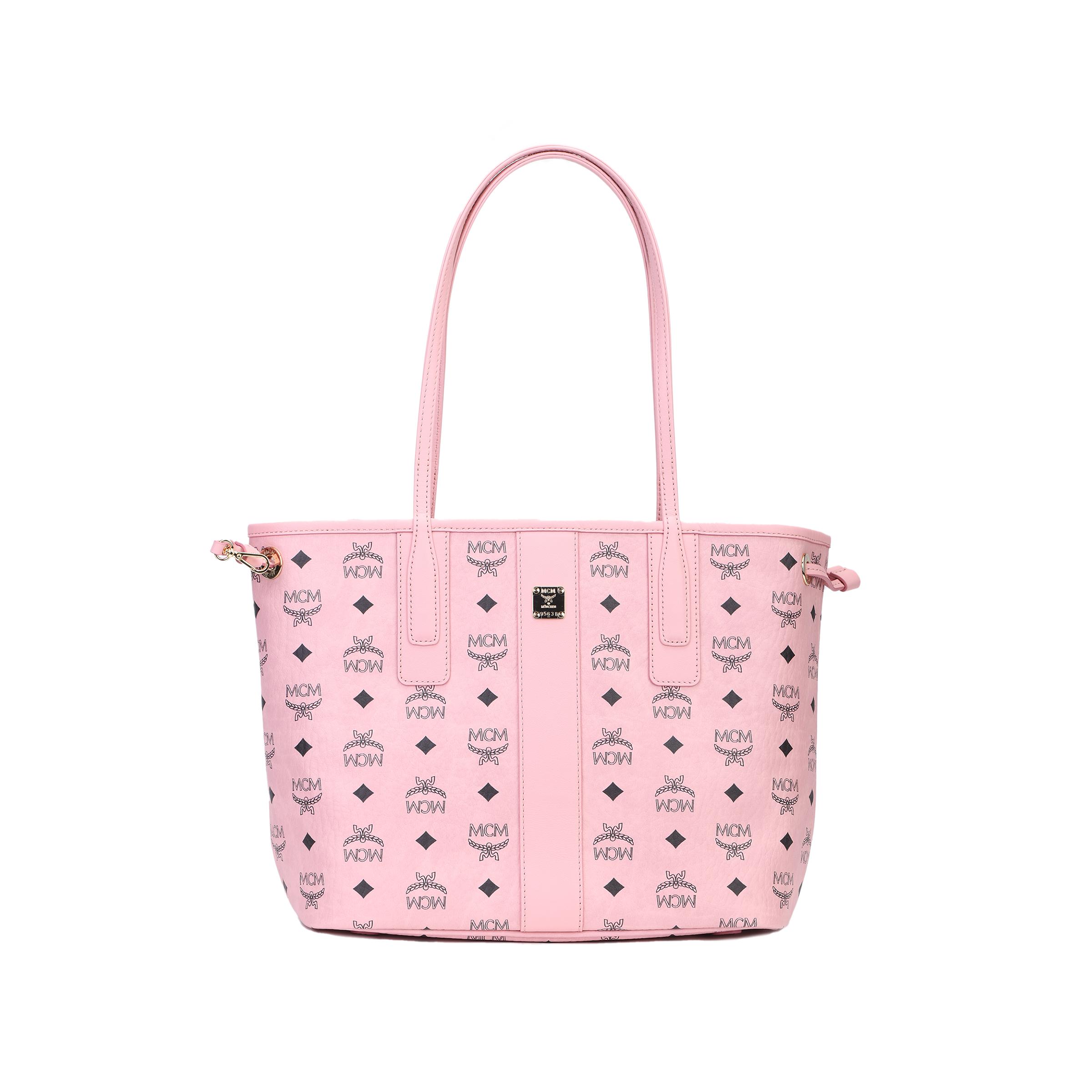 MCM Liz Logo Hakenverschluss Kunstleder Tragetasche Damen Tragetasche Pfirsich-Rosa MWPFSLR07PZ001 Basic Set (Bag+Dust Bag)