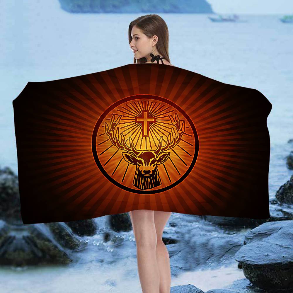 Jägermeister Logo Badetuch Mikrofaser Weich Wasserabsorbierend Atmungsaktiv Für Mädchen Kinder Dekorativ Cartoon Strandtuch W137*H178(CM)