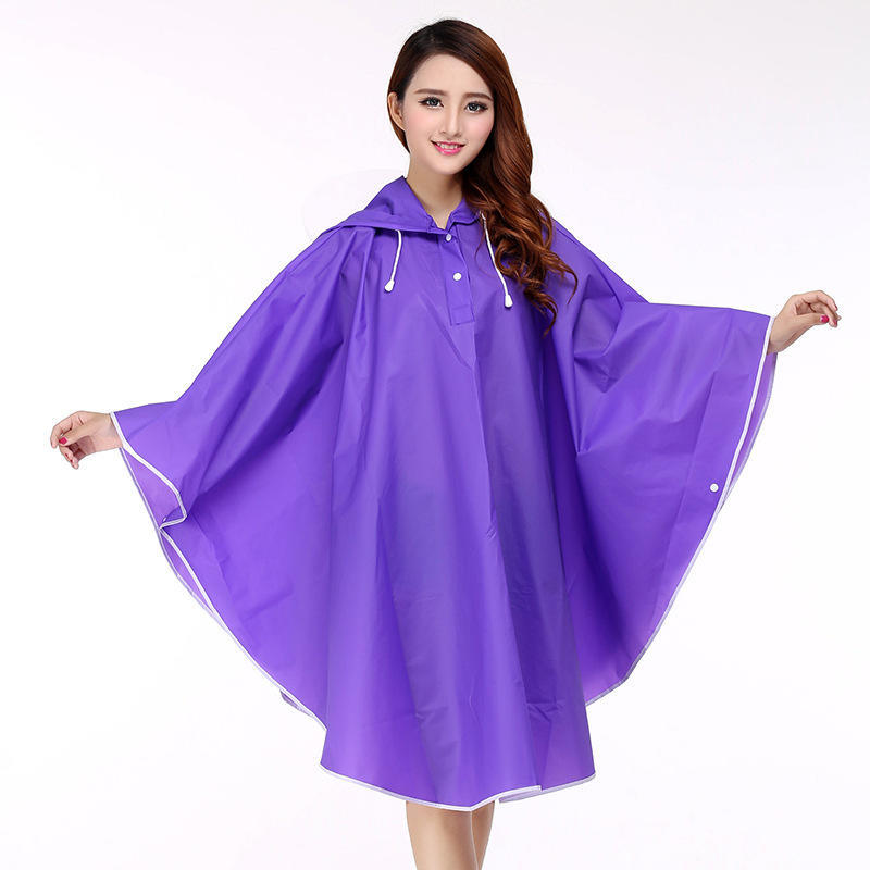 Frauen Casual Regenmantel Wasserdichte Jacke Tragbare Regen Mantel Mit Kapuze Cape Mantel Elektrische Auto Poncho one size violett