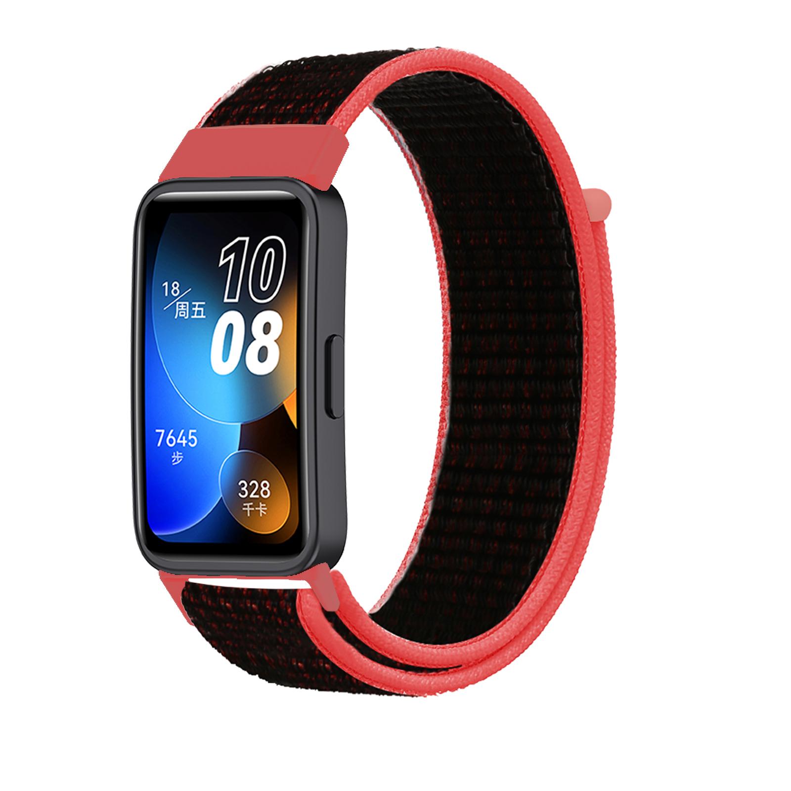 Armband für Huawei Band 8 9 7 Band Zubehör Nylon Loop Smart Watch Ersatz Gürtel Armband Sportarmband Band 7 Armband Huawei Band 8 schwarz rot