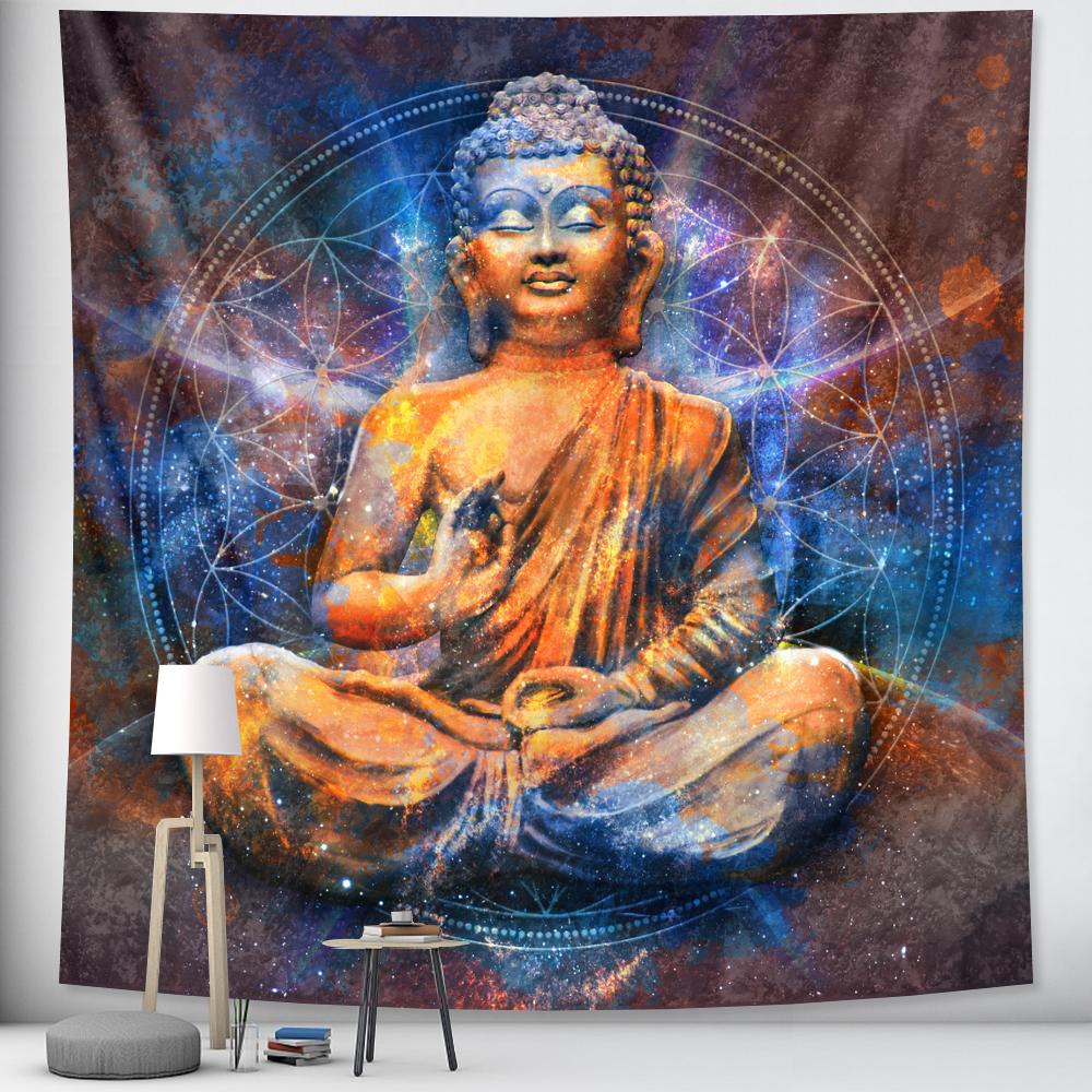 Indische Buddha-Meditation, psychedelische Szene, Heimkunst-Dekoration, Wandteppich, Hippie- und Bohemian-Dekoration, Mandala-Blatt, Sofadecke 100X70CM