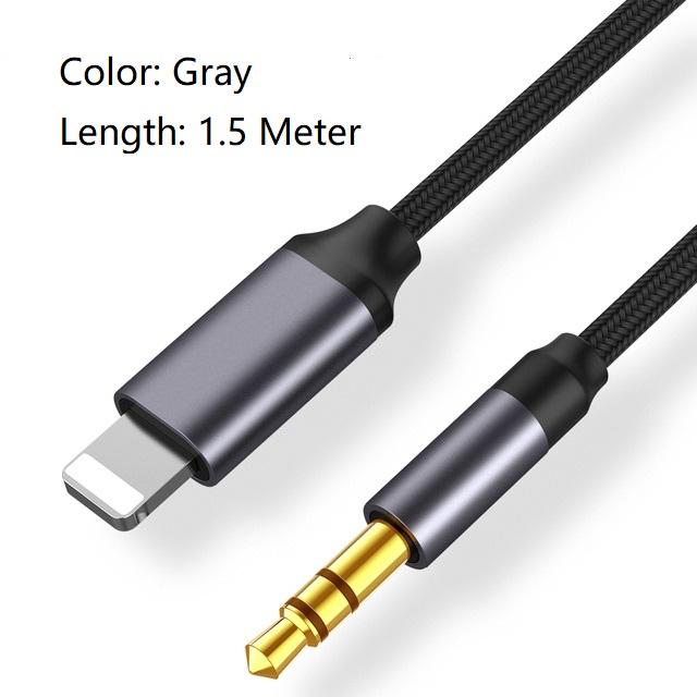 GIMIRO 3,5-mm-Klinken-Aux-Kabel für iPhone, Autolautsprecher, Kopfhörer-Adapter für iPhone 13 12 11 Pro XS XR X iOS 14 oben Audio-Splitterkabel graue
