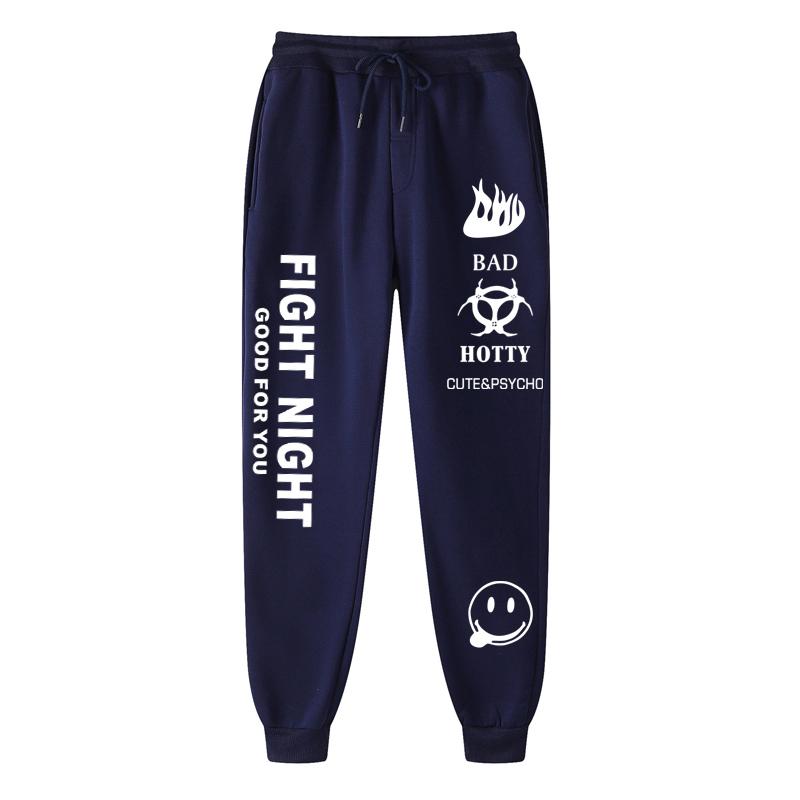 2022 herbst winter Brief Drucken Jogginghose Baggy Hosen Frauen Jogger Harajuku Bleistift Hose Hosen Mittleren taille Schweiß Hosen M navy blau