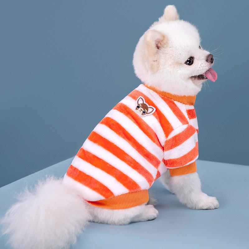 Herbst und Winter Regenbogen gestreifte Haustierkleidung Niedliche und warme Teddy Katze Kleidung Hundezubehör Hund Hoodie Schnauzer Kostüm XXL